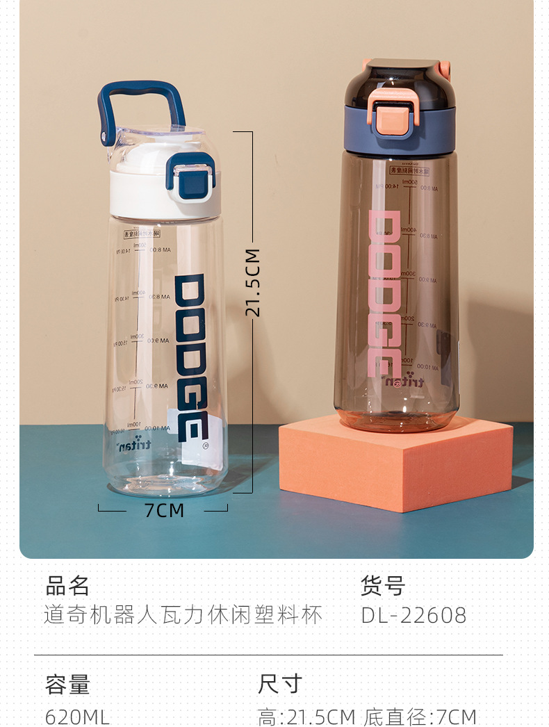 道奇机器人瓦力休闲塑料杯Tritan个性潮流户外运动健身直饮水杯详情6