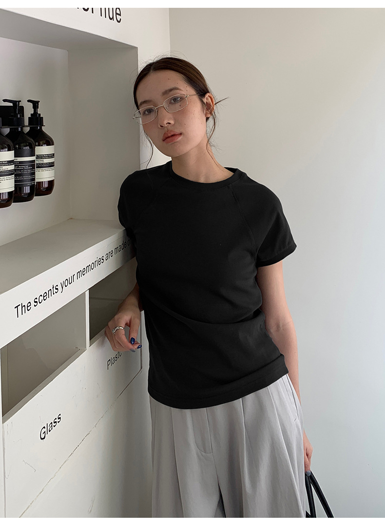【7色可选】圆领净版短袖T恤女2025春夏新款韩版休闲百搭上衣T026详情34
