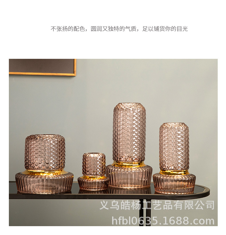 Nordic creative, simple and colorful gilded glass vase, fresh fresh flower display, living room water-grown dried flower arrangement, flower vases pic 6
