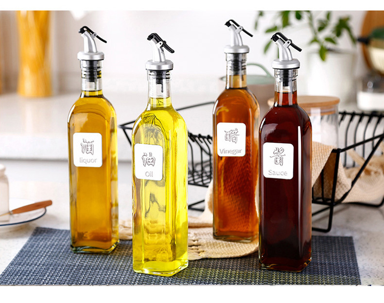 Household glass anti-hanging oil press square oil bottle, transparent oil pot, soy sauce and vinegar bottle, cooking wine anti-leakage seasoning bottle set pic 15