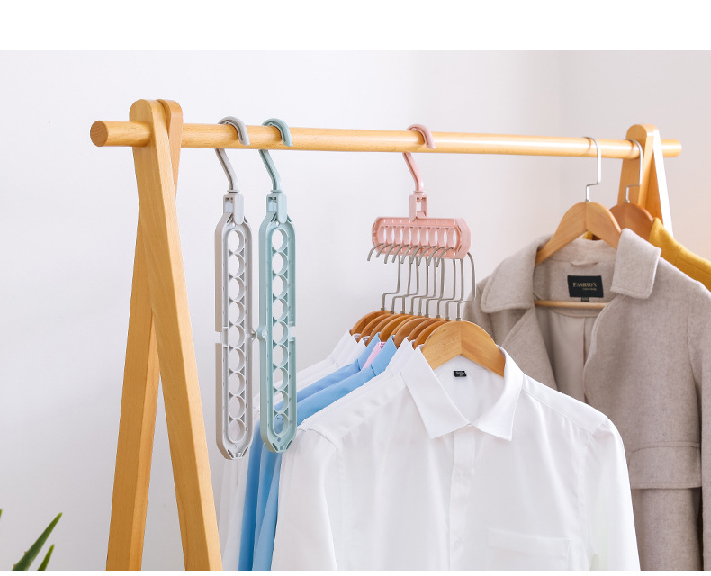 九孔衣架家用多功能收纳神器抖音网红魔术百变宿舍整理挂钩凉衣架详情10