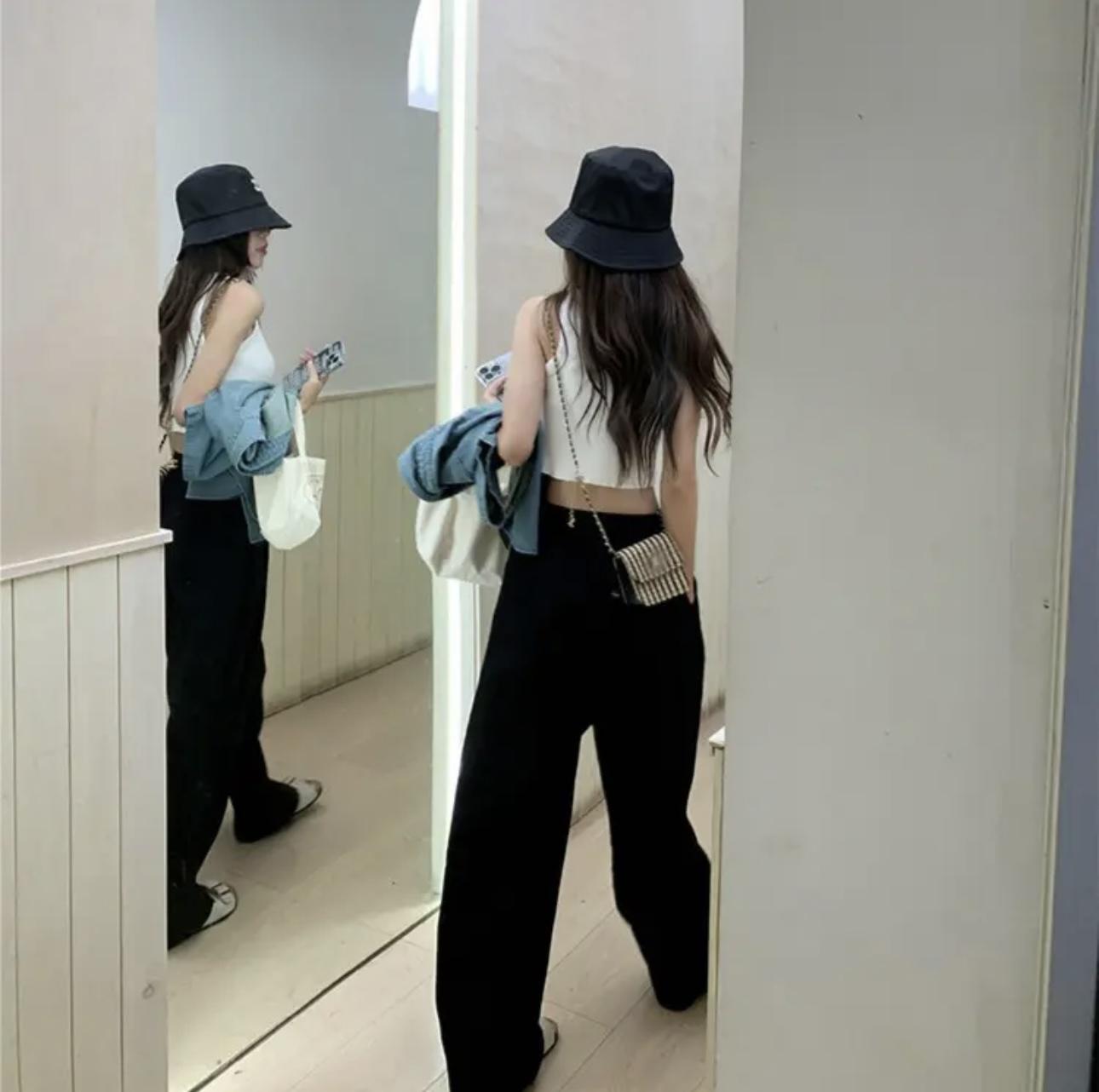 高级感白色奶芙裤醋酸山本裤女春夏奶油日系慵懒休闲阔腿裤拖地裤详情38