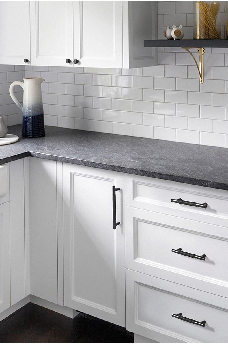 滚花拉手网纹铝型材厨衣柜金黑防滑简约鞋柜拼接双色圆棒家具把手详情8