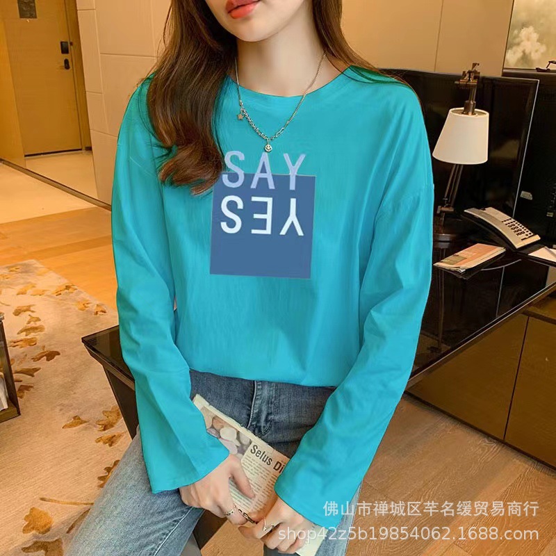 2023春秋新款女装长袖t恤韩版休闲大码女式t恤上衣打底衫外贸批发详情27