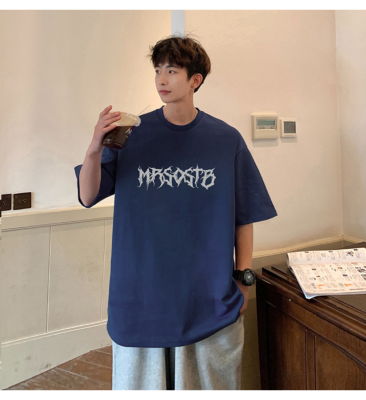 Camiseta de manga corta americana de algodón pesado hombre 2024 nuevo verano hombre retro country trend oversize pic 30