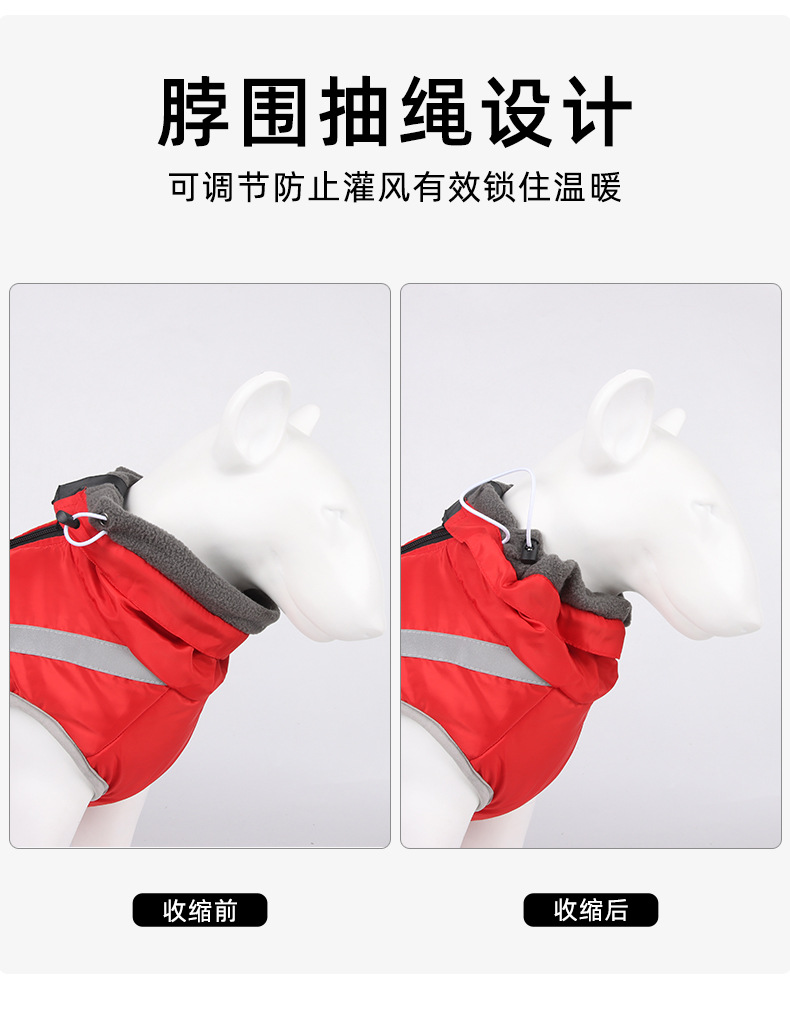 Cross-border pet clothing, reflective large dog windbreaker, warm dog clothes for autumn and winter, pet cotton-padded clothes in stock wholesale 677 pic 5
