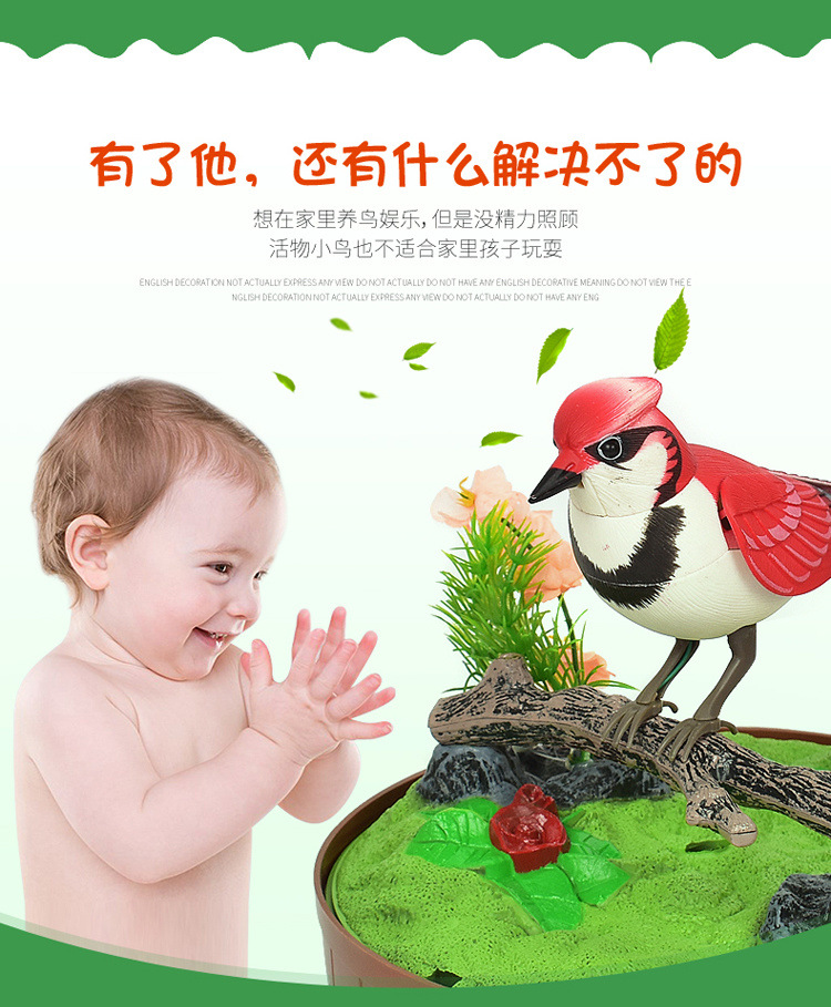 仿真声控感应小鸟鹦鹉鸟笼学说话婴儿儿童宝宝玩具摆饰装饰力详情1