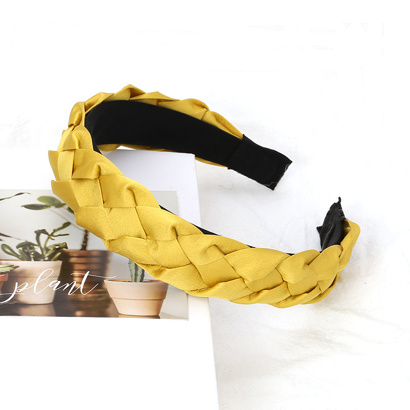 欧美纯色手工编织麻花头箍 亚马逊潮流单色辫子头扣 洗脸压发发饰详情13