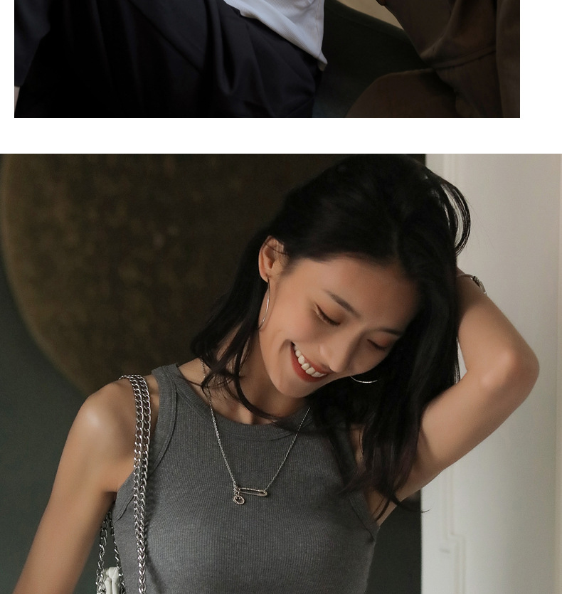 网红短款黑色打底螺纹吊带背心女夏季内搭无袖设计感外穿上衣潮详情49