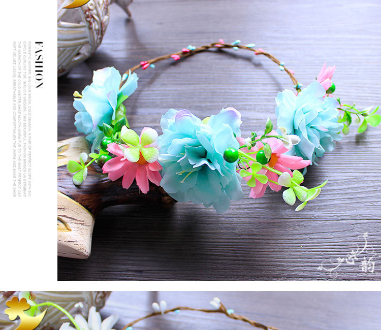 Bohemian hand-woven garland for ladies, 18 cm peony headwear, photography outfit and headwear pic 5