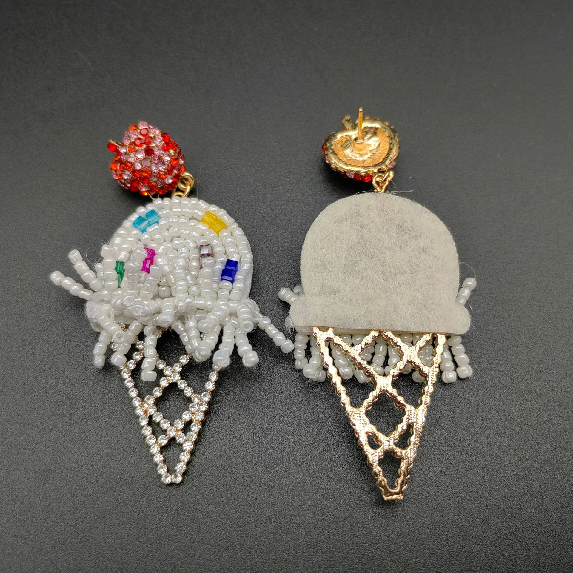 外贸跨境重工耳饰韩国高级感手工串珠耳圈耳环耳钉女气质饰品配件详情4