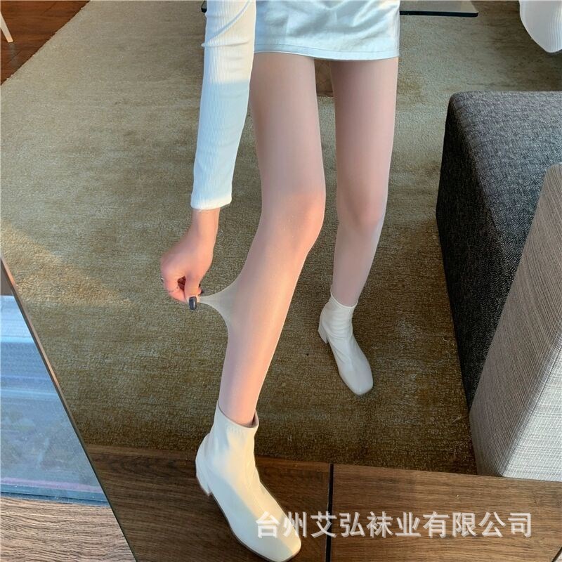 Factory direct supply of pearlescent silk stockings for women, ultra-thin, shiny black silk, sexy and shiny, anti-hook pantyhose, large size silk stockings pic 9
