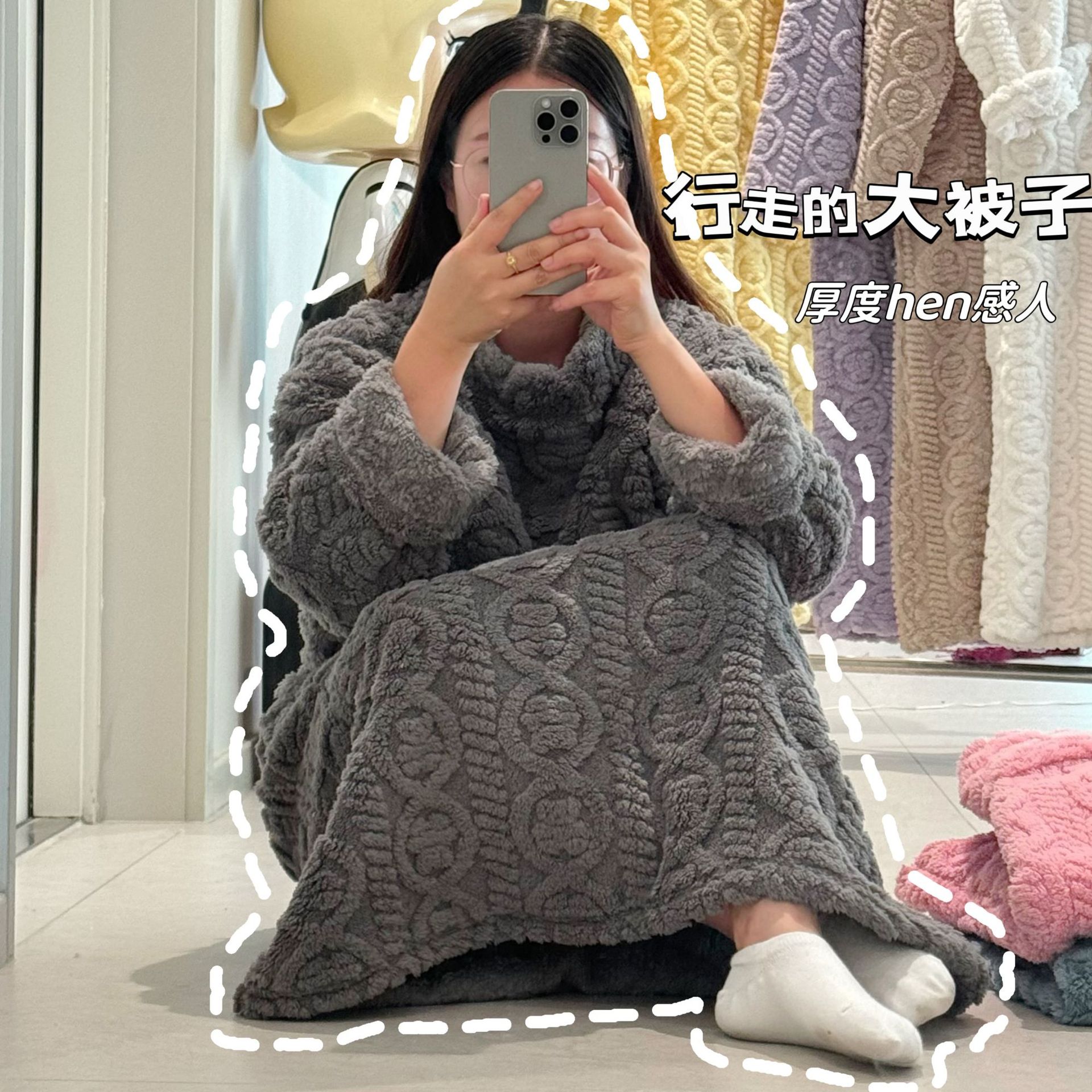 珊瑚绒睡裙女冬季加绒加厚大被子睡袍中长款睡衣法兰绒家居服韩版详情3