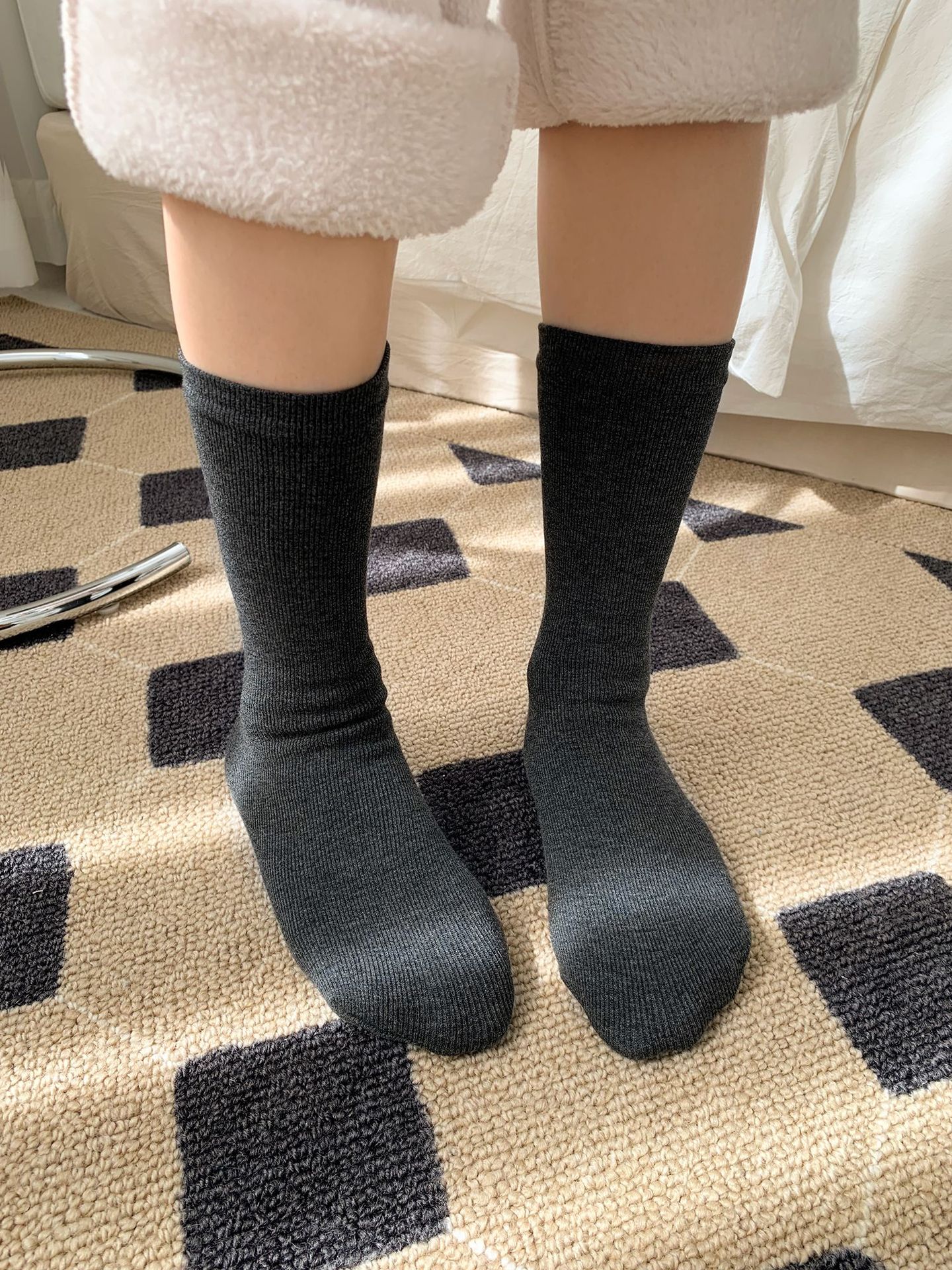 Unisex couple style fleece and thickened warm snow socks, mid-length home cotton socks, postpartum socks, floor socks pic 55