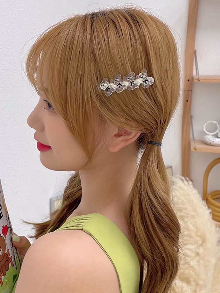 Little bear hair clips, cute Korean side straight clips, Japanese bangs clips, BB clips, side clips, gentle summer girls pic 4