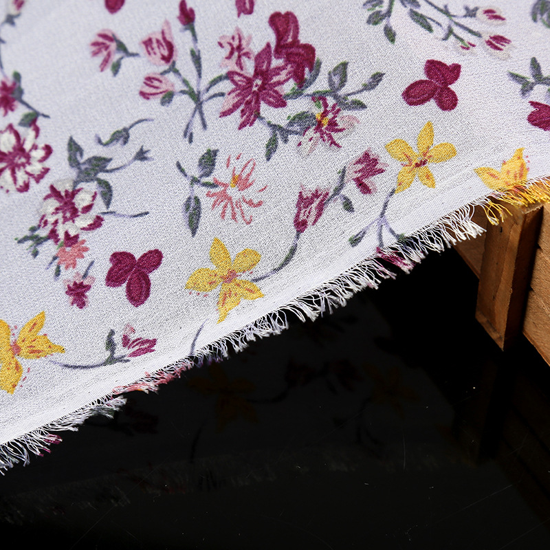 Spring and summer dress: Chiffon polyester chiffon printed fabric 75D high-viscosity printed small floral pattern fabric pic 23