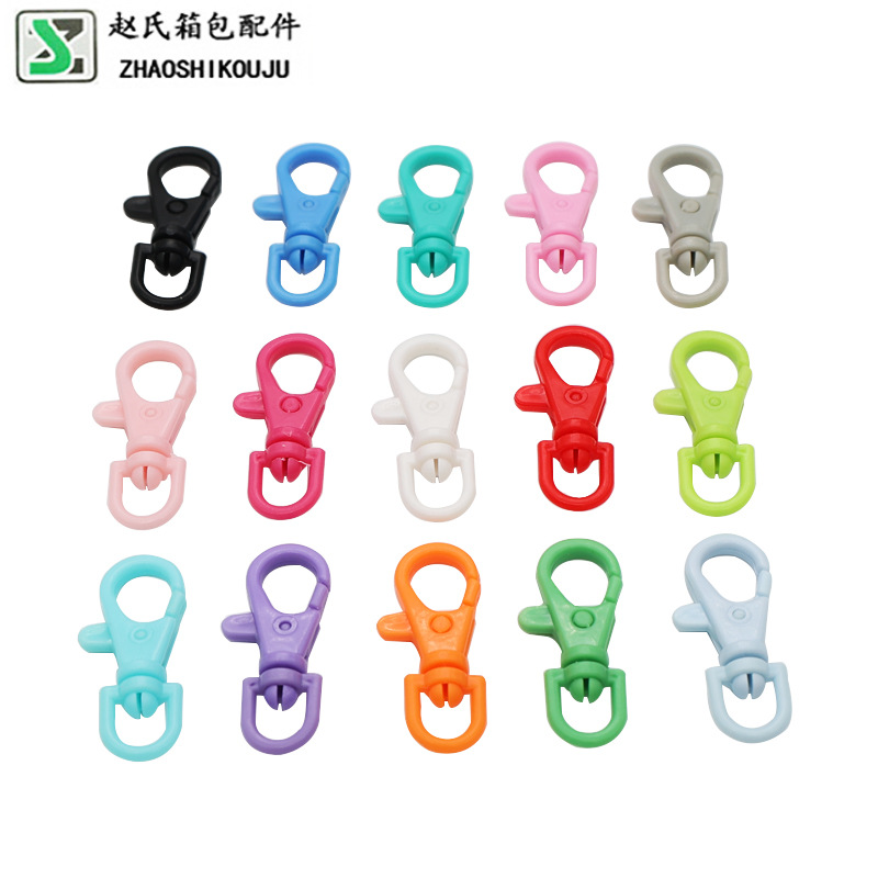 彩色弹簧扣箱包配件钥匙背包挂扣龙虾扣现货塑料黑色玩偶公仔挂扣详情3