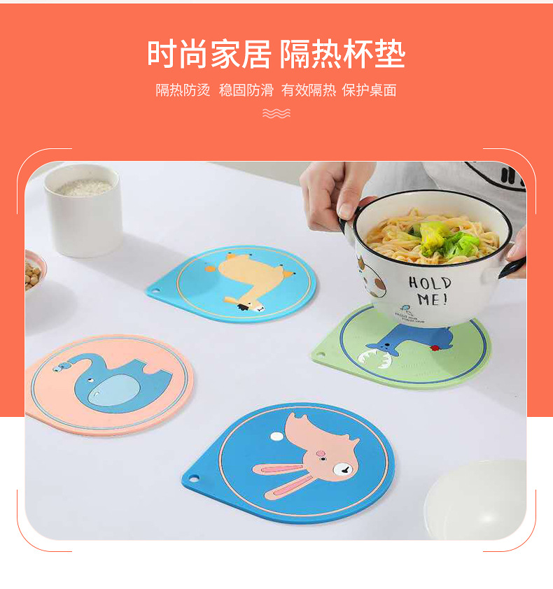 Customized PVC soft rubber anti-slip coasters, personalized and fashionable soft rubber table heat insulation pads and pot pads pic 3