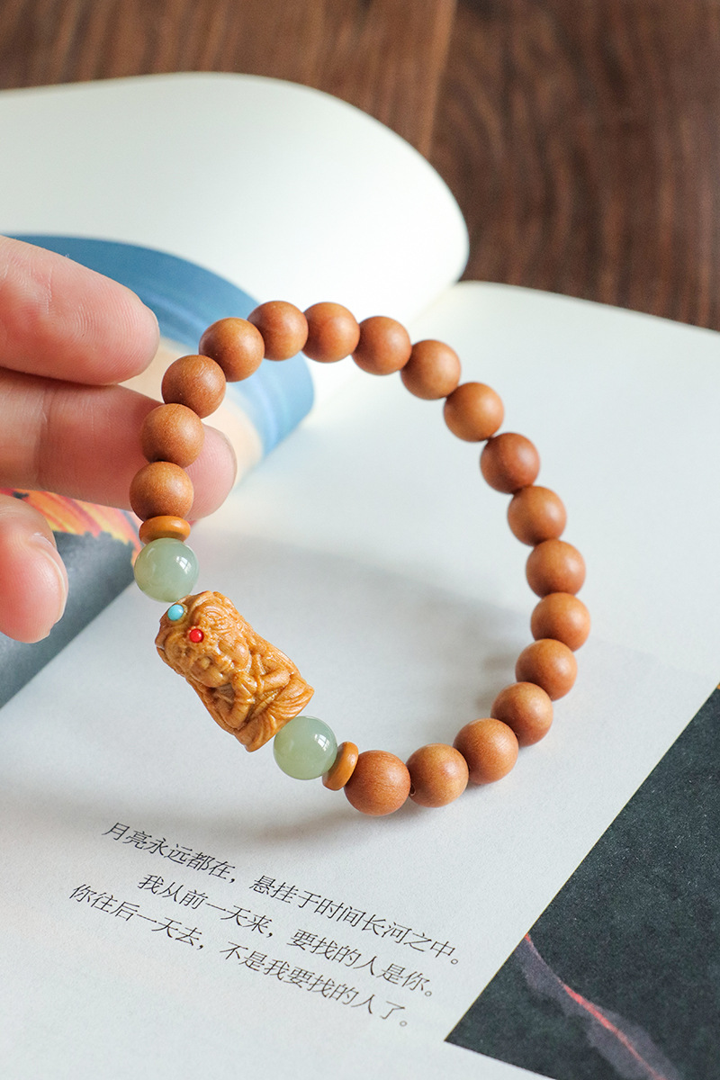 国潮新品老山檀扎基拉姆檀木串珠手链男女民族风和田玉手串首饰批发详情35
