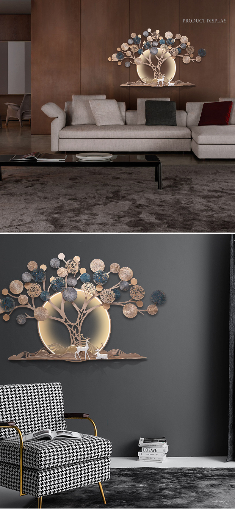 Decorative paintings, ironwork murals, sofa background walls, living room decoration, 3d stereoscopic hanging items, light paintings, restaurant factory wholesale pic 6