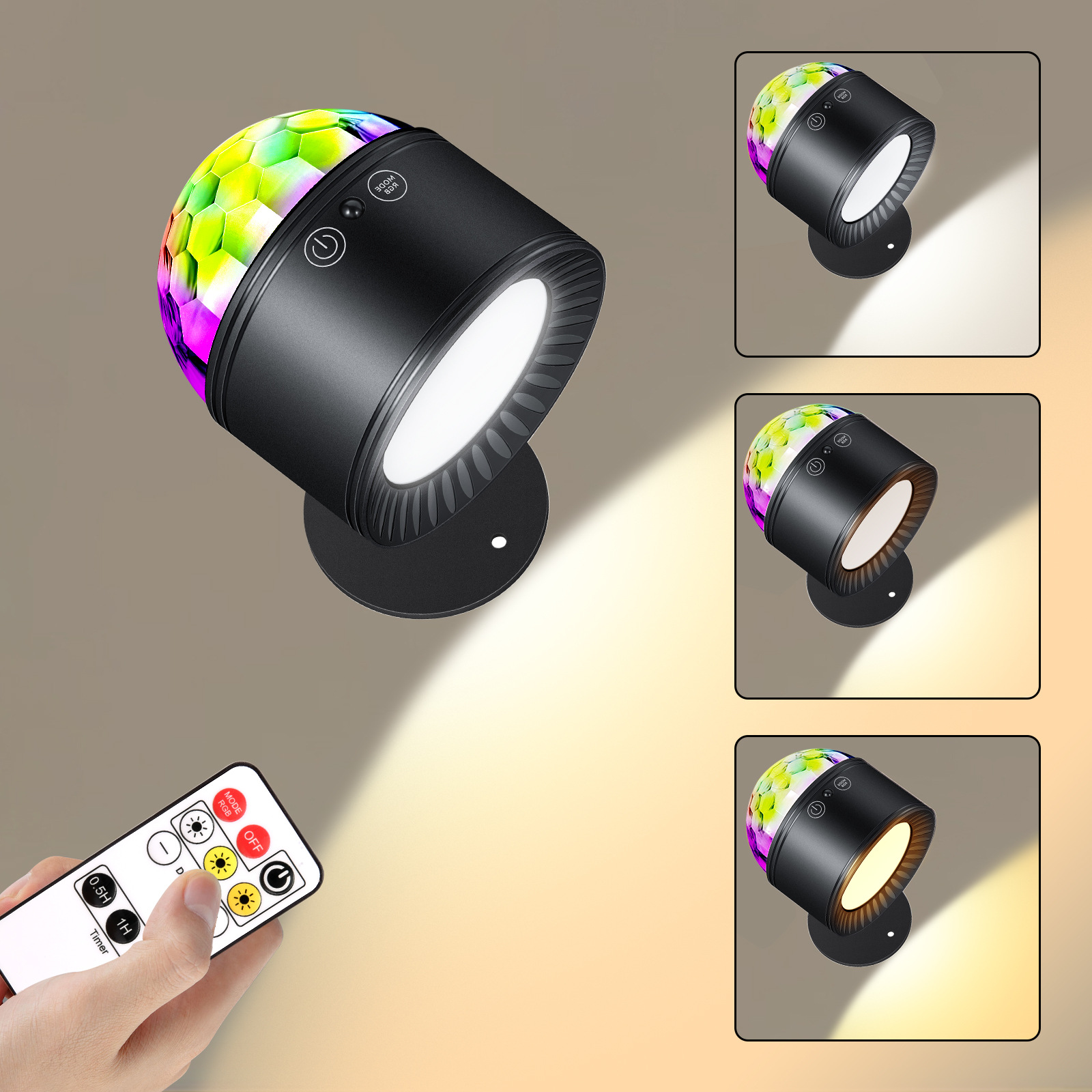 2024 nuevo diseño creativo de doble cabeza lámpara de pared lámpara de pared de control remoto temperatura de tres colores recargable inteligente pequeña bola mágica DJ lámpara lámpara de atmósfera pic 1