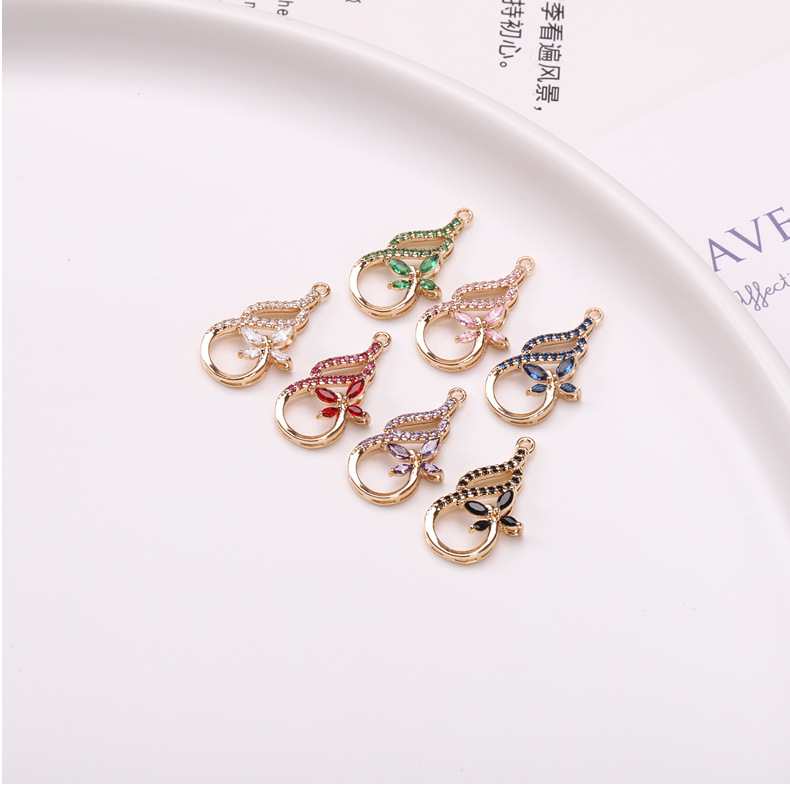 跨境饰品配件铜镀真金水晶葫芦吊坠镶钻手链项链耳环挂饰手链材料详情11