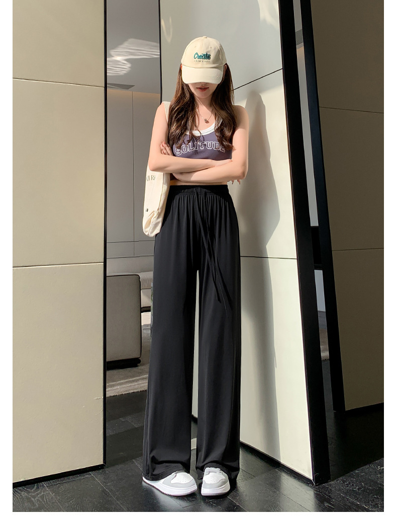 UPF50+夏季薄款冰丝运动裤女高腰宽松直筒休闲阔腿居家凉凉防晒裤详情23