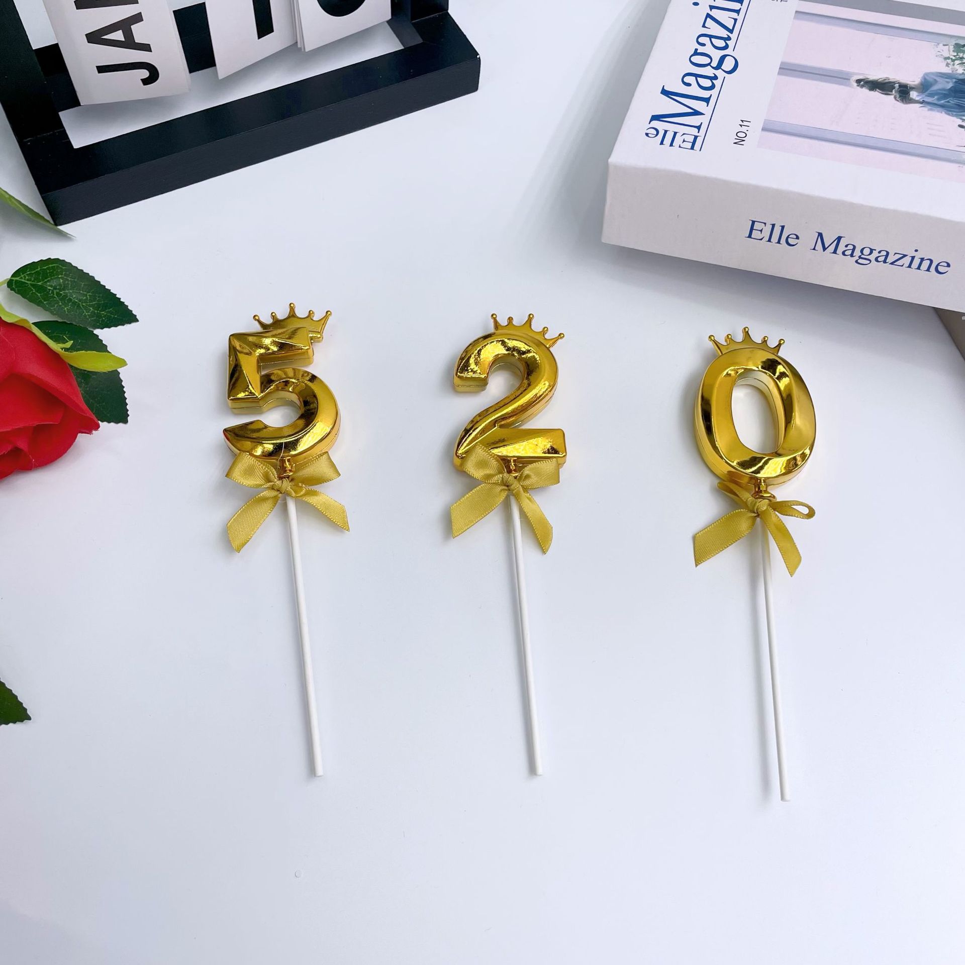 跨境创意新品3D立体皇冠数字插件派对生日蛋糕烘焙甜品台装饰摆件详情19