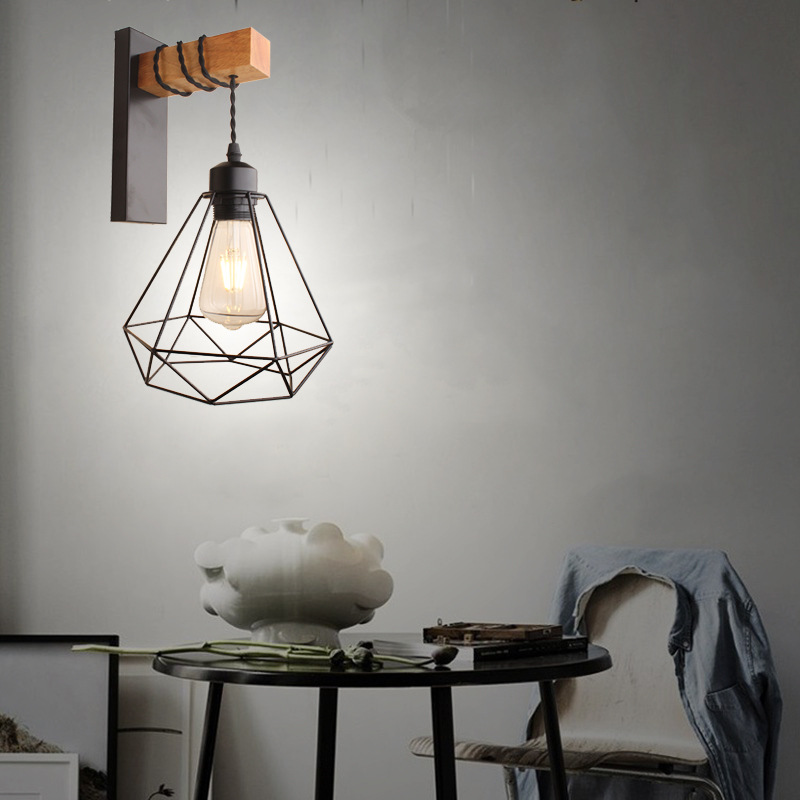 A best-selling retro American-style wall lamp on Amazon for foreign trade, plug-in with switch cage wall lamp, bedroom bedside table wall lamp pic 8