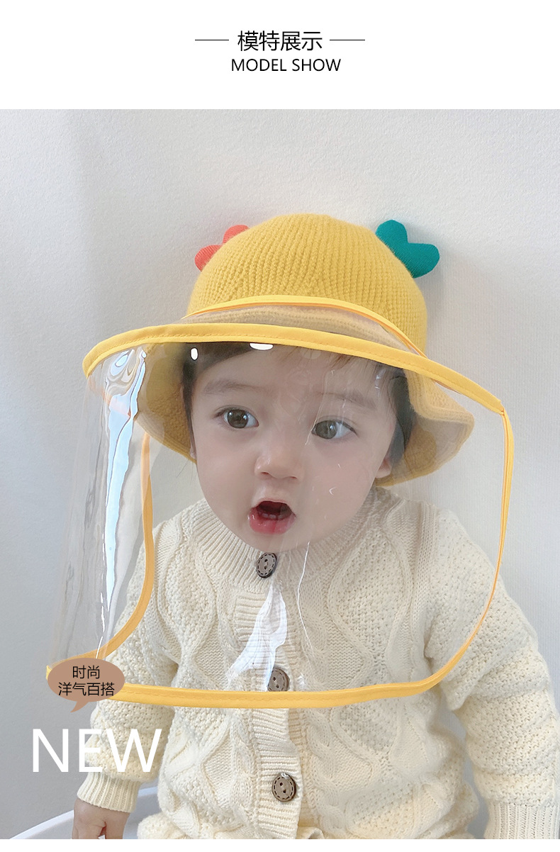 婴儿防护面部罩防飞沫帽子神器防疫帽儿童面罩宝宝隔离帽外出脸罩详情9