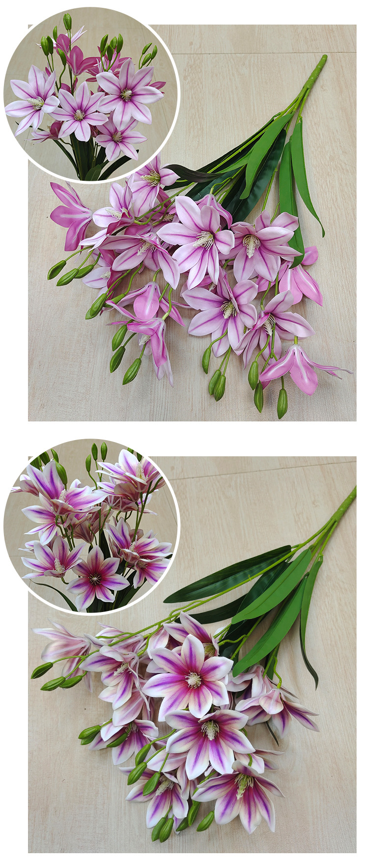 跨境3D手感保湿仿真花兰花把束20头千禧玉兰家居装饰婚礼花艺假花详情8