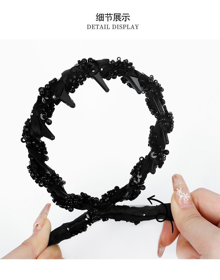 气质复古水钻黑色发箍女高级感洗脸压发防滑带齿头箍气质发卡头饰详情8