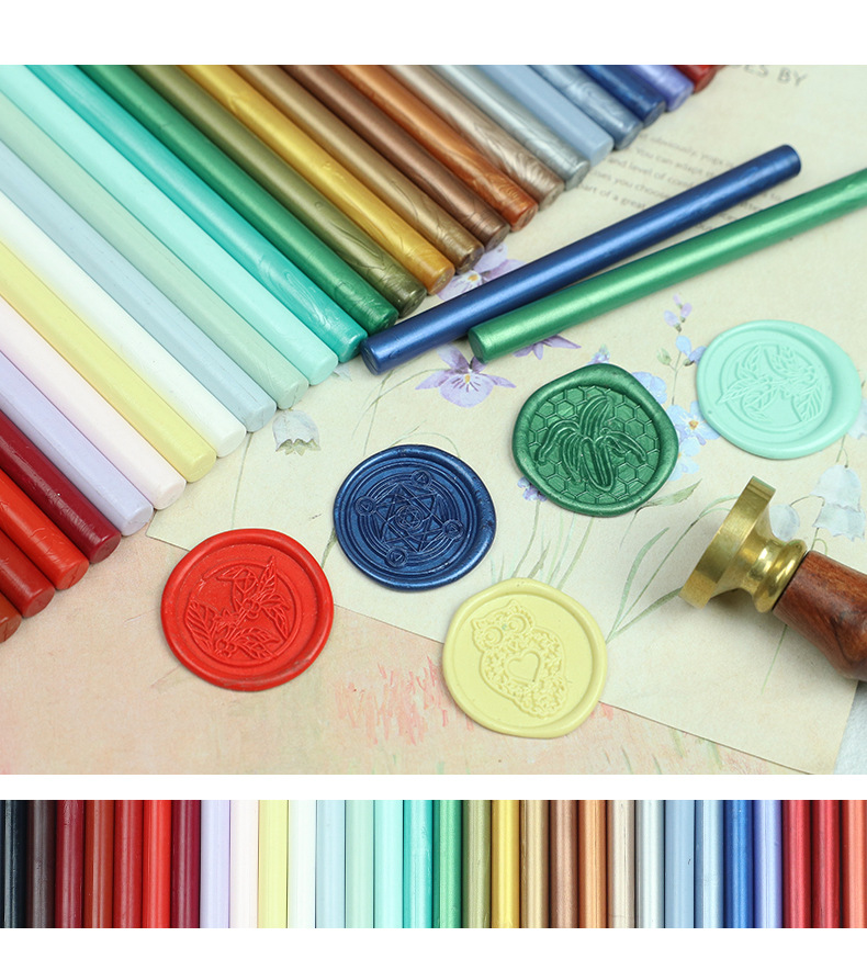 圆形火漆小蜡棒小蜡片68色信封封口封详情13