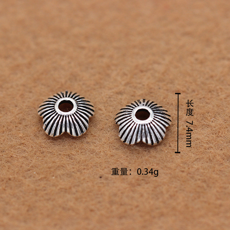 2021S925泰银条纹花托diy隔片饰品配件银泰银配件批发详情11