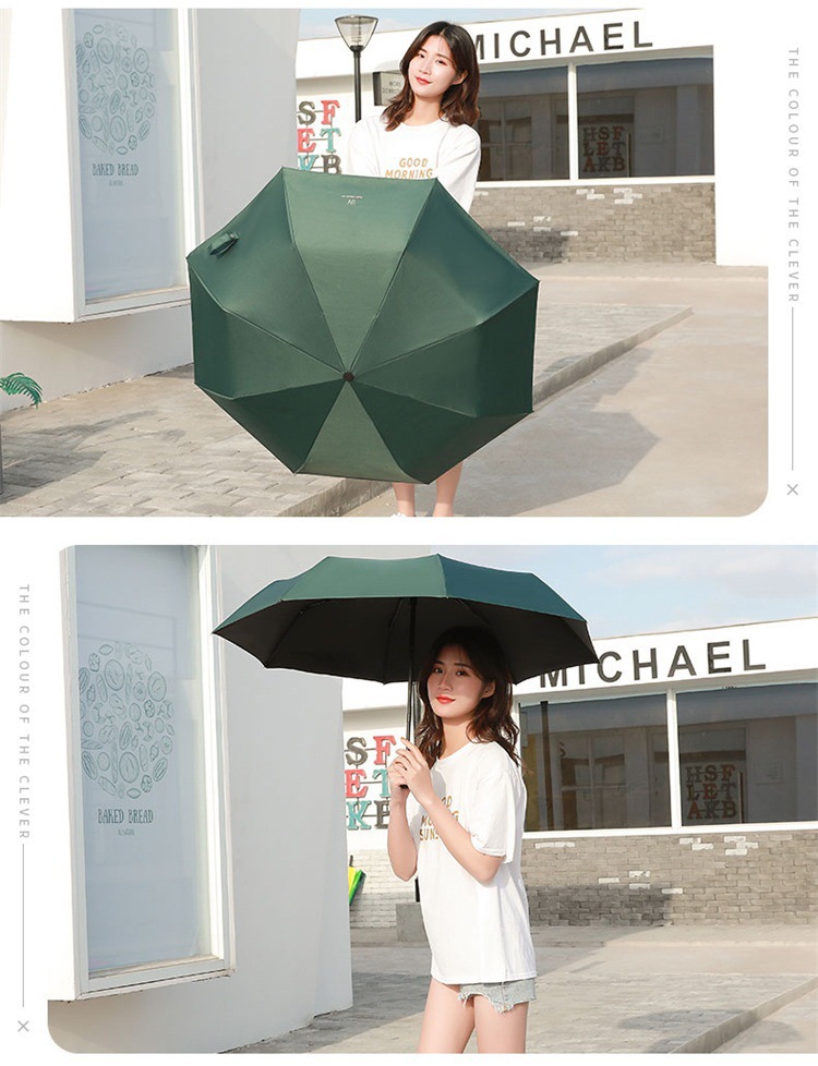Fully automatic UV three-fold umbrella, black rubber sun protection, UV protection, sunshade umbrella, advertising umbrella, folding umbrella, female LOGO pic 19