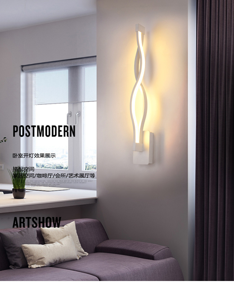Transfronterizo al por mayor creativo onda cabeza de cama lámpara de pared pasillo fondo pared interior aluminio lámpara de pared simple moderno LED pic 1