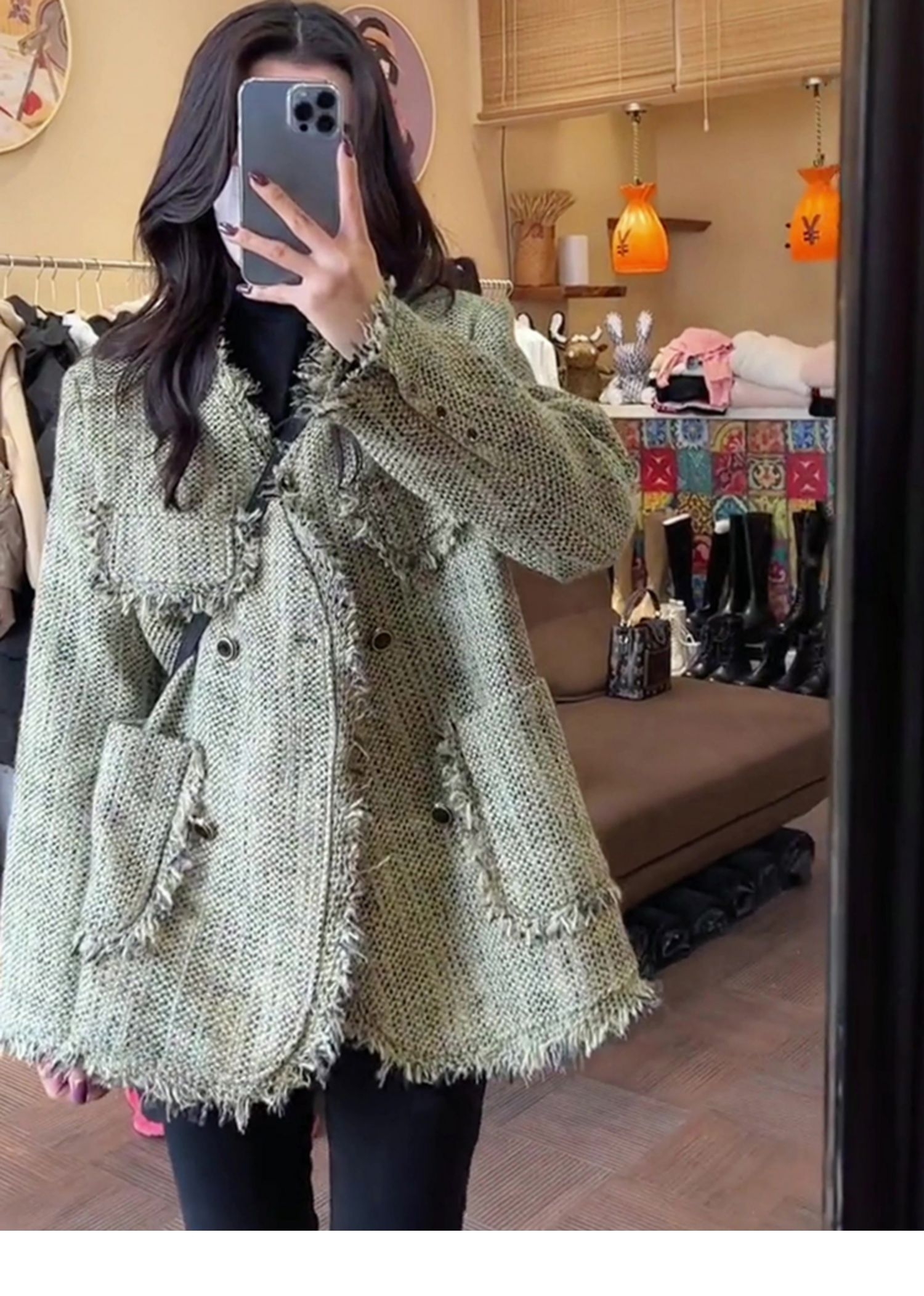 A new Korean-style loose tassel and small Chanel fringed thickened coat for women in the autumn and winter of 2023 pic 11