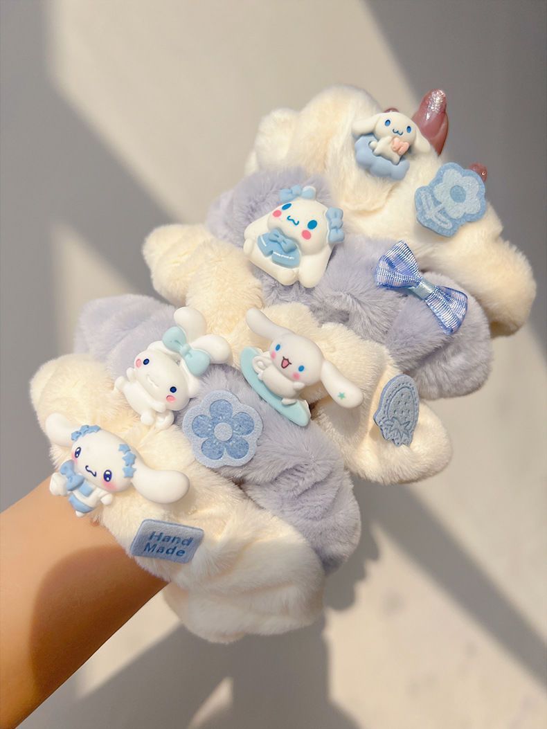 玉桂狗毛绒大肠发圈百搭超萌小清新发饰头绳女闺蜜大肠圈少女心详情1