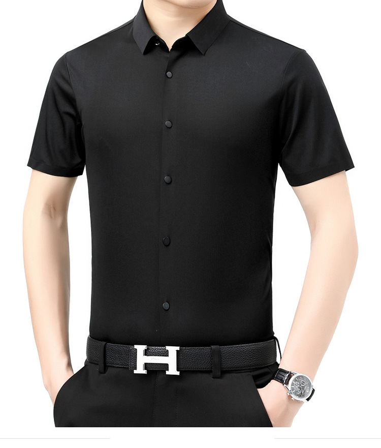 Verano 2024 nuevo negocio morera seda manga corta camisa de hombre de mediana edad verano casual vestido formal sin marcas camisas de hombre pic 21