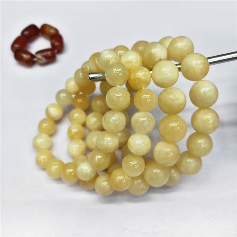 Wholesale of new type of natural beige jade bracelets, DIY beige jade bracelets, direct sales from the manufacturer of natural stone bracelets pic 1