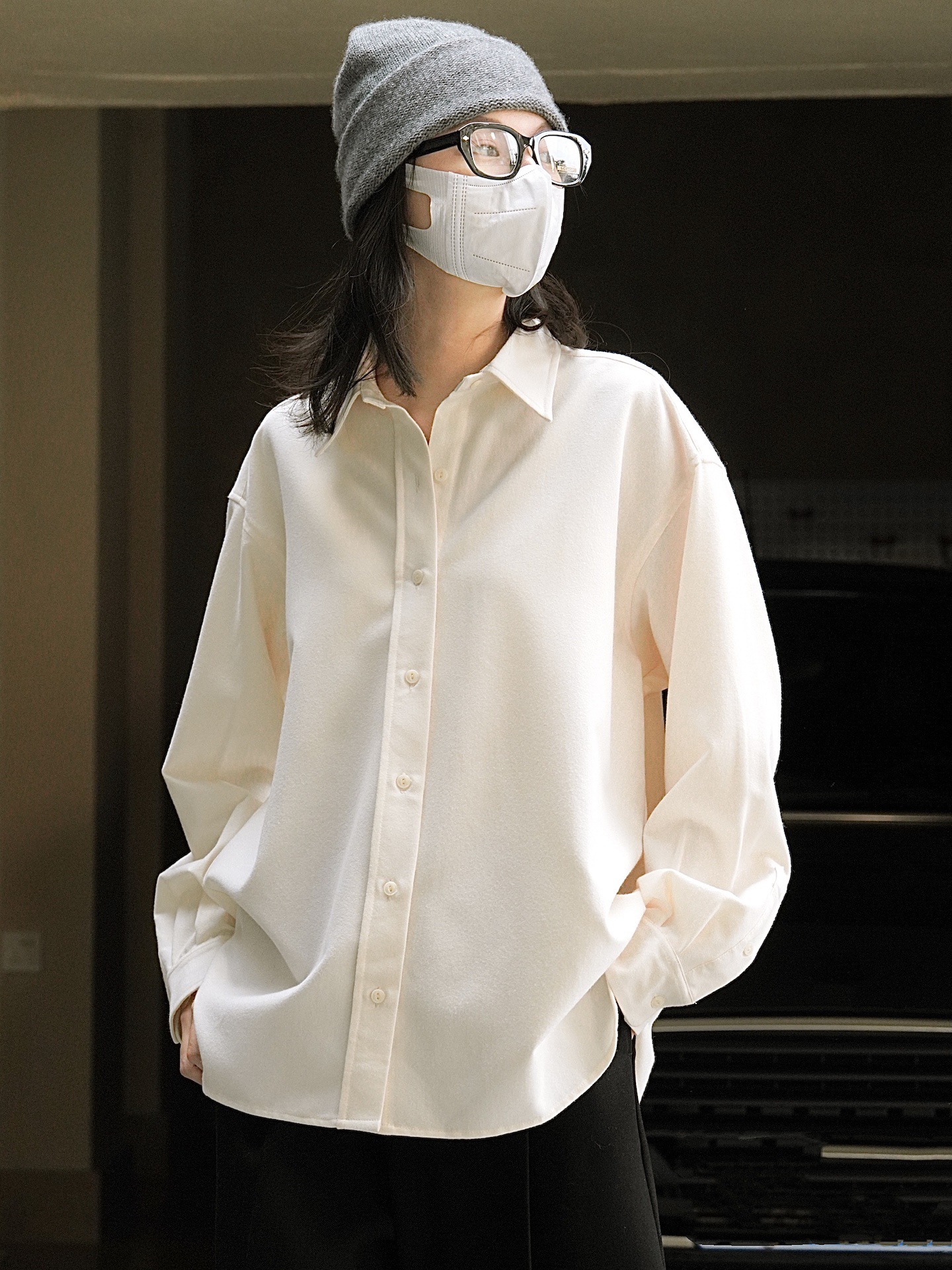 Early spring new Korean-style simple commuting brushed lapel shirt, loose and slimming, H-shaped thickened layering top for women pic 13