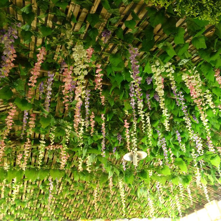 Artificial grape leaf, vine and vine decoration, artificial leaves, climbing ivy, green leaves, pipe ceiling decoration, artificial flowers, green ivy pic 10