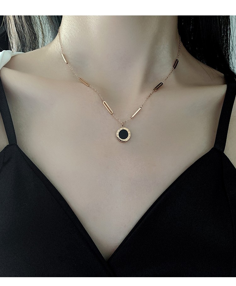 罗马项链女小众轻奢高级感18k金锁骨毛衣钛钢不掉色饰品礼物批发详情9