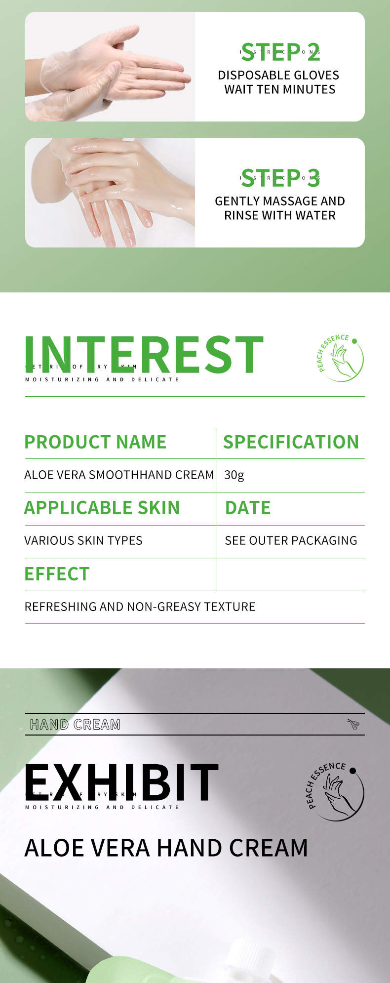 SADOER all-English plant-based bagged hand cream, avocado aloe vera Moisturizing, nourishing and refreshing, cross-border export wholesale pic 11