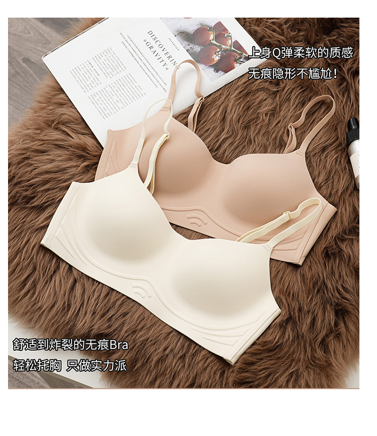 高质量专利裸感无痕内衣女士小胸聚拢舒适运动调整型无痕文胸罩薄详情21