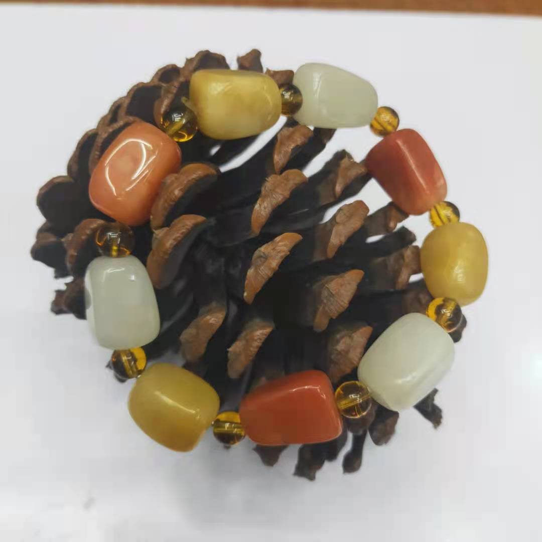 Jewelry and accessories, Xinjiang golden thread jade square irregular combination bracelet, Buddhist prayer beads, jade bracelet diy factory wholesale pic 3