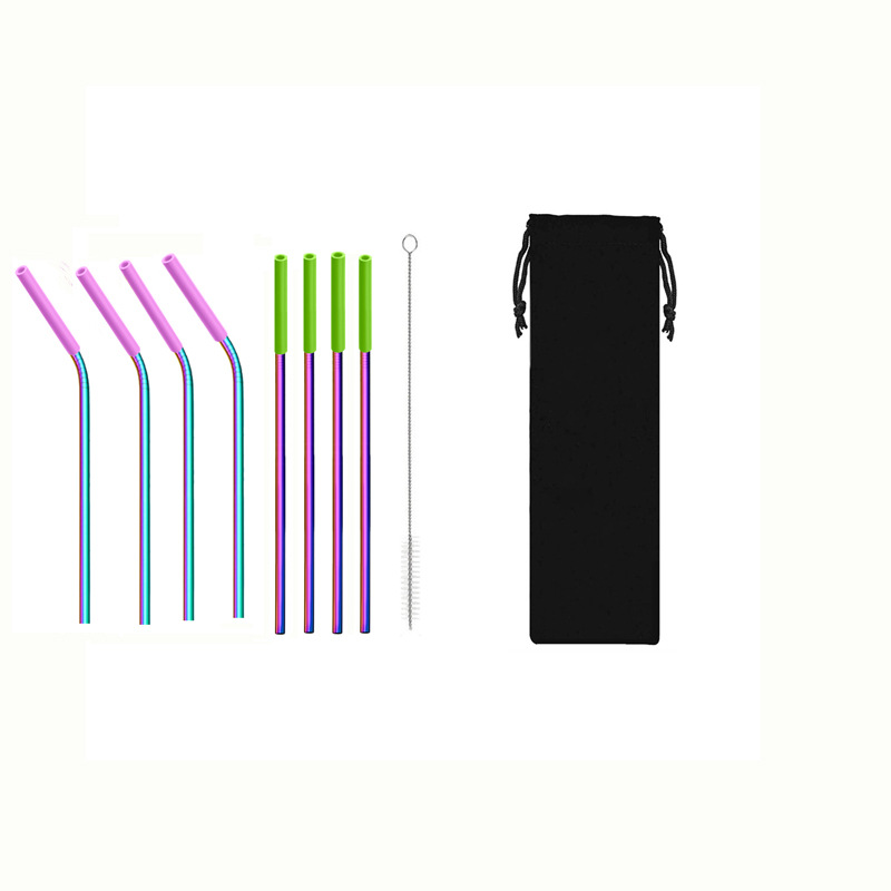 SWENO portable 304 stainless steel straw set for milk tea, coffee and beverages, colorful straw set, can be equipped with a velvet bag, portable, easy to clean, reusable stainless steel straws for outdoor and household use pic 5