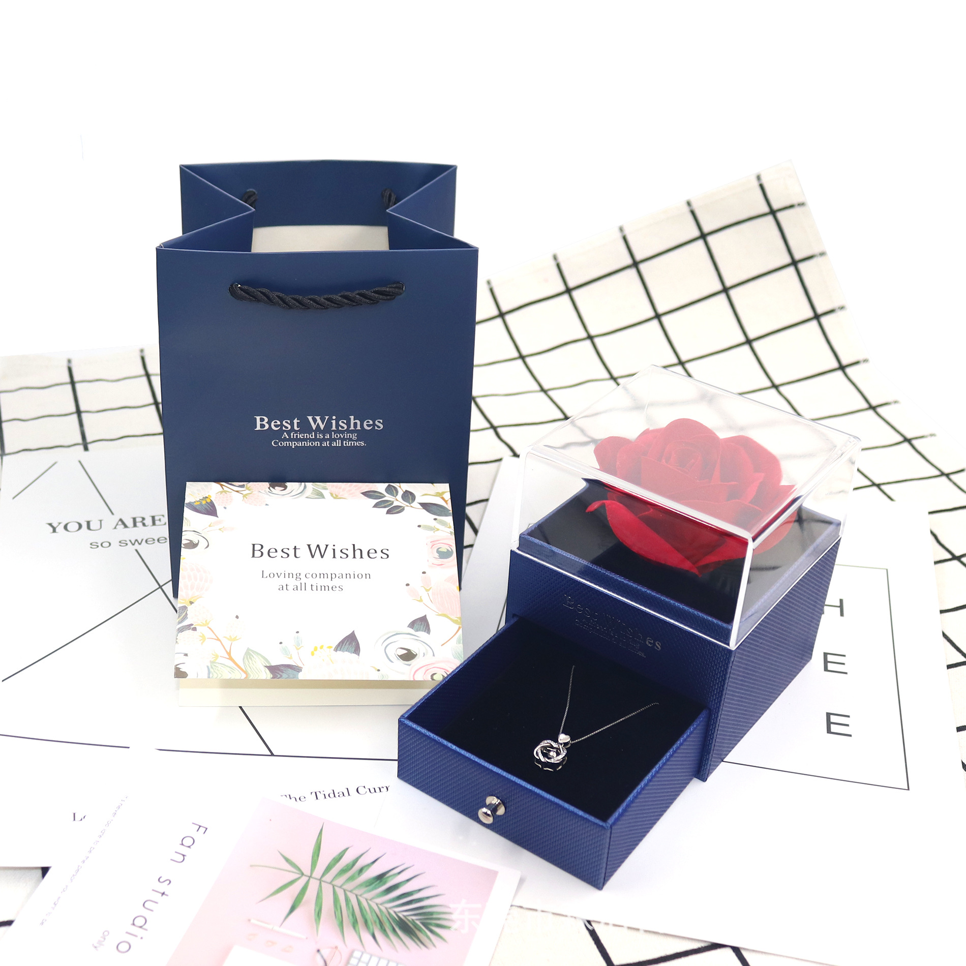 Transparent acrylic rose jewelry box, ring necklace box, jewelry and accessory box, storage gift box pic 6