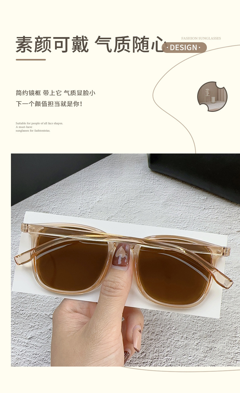 新款黑框茶色墨镜男高级感痞帅遮阳防紫外线太阳镜女韩版时尚方框详情17