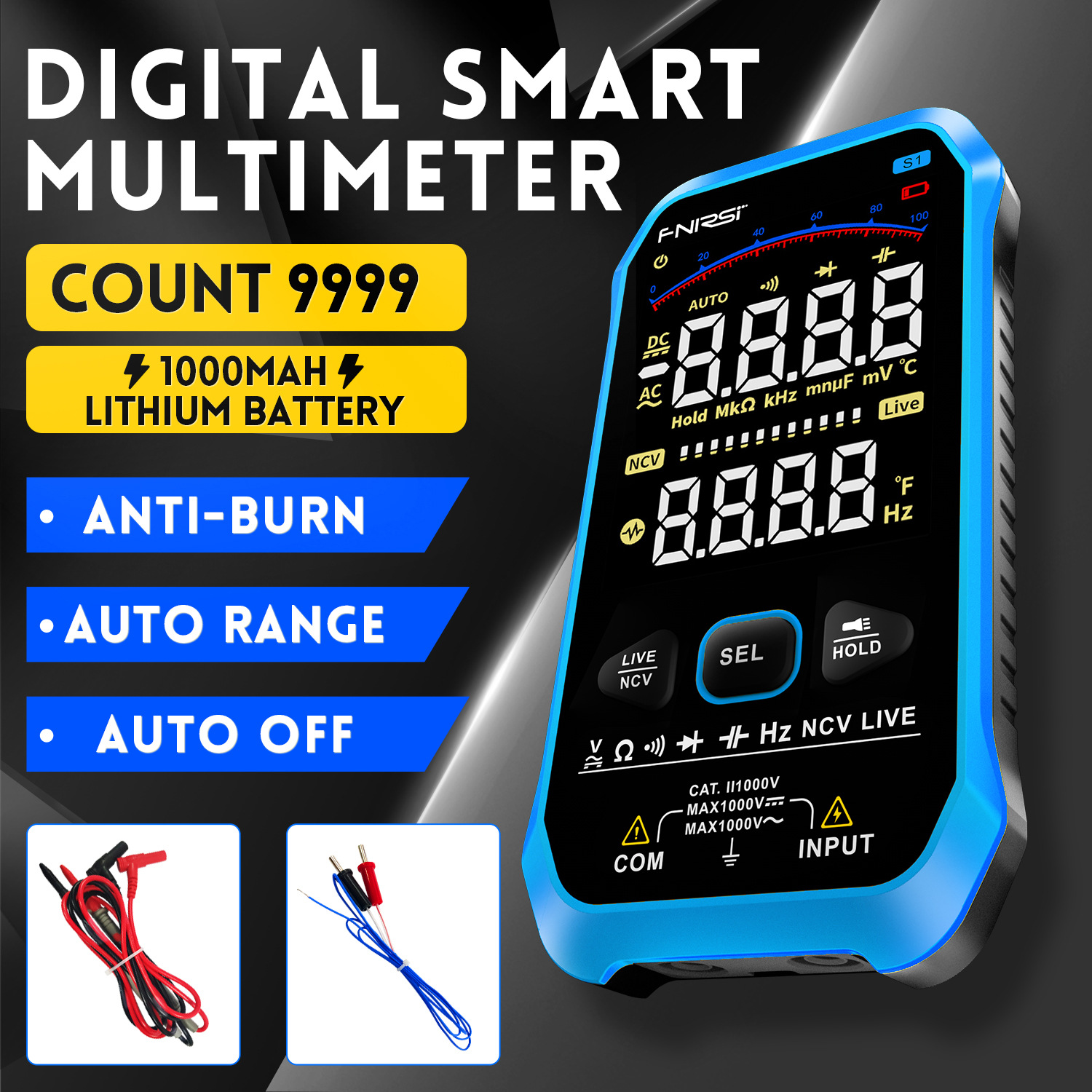 S1 multimeter digital high-precision fully automatic portable ultra-thin anti-burning digital display multimeter, electrician pic 9